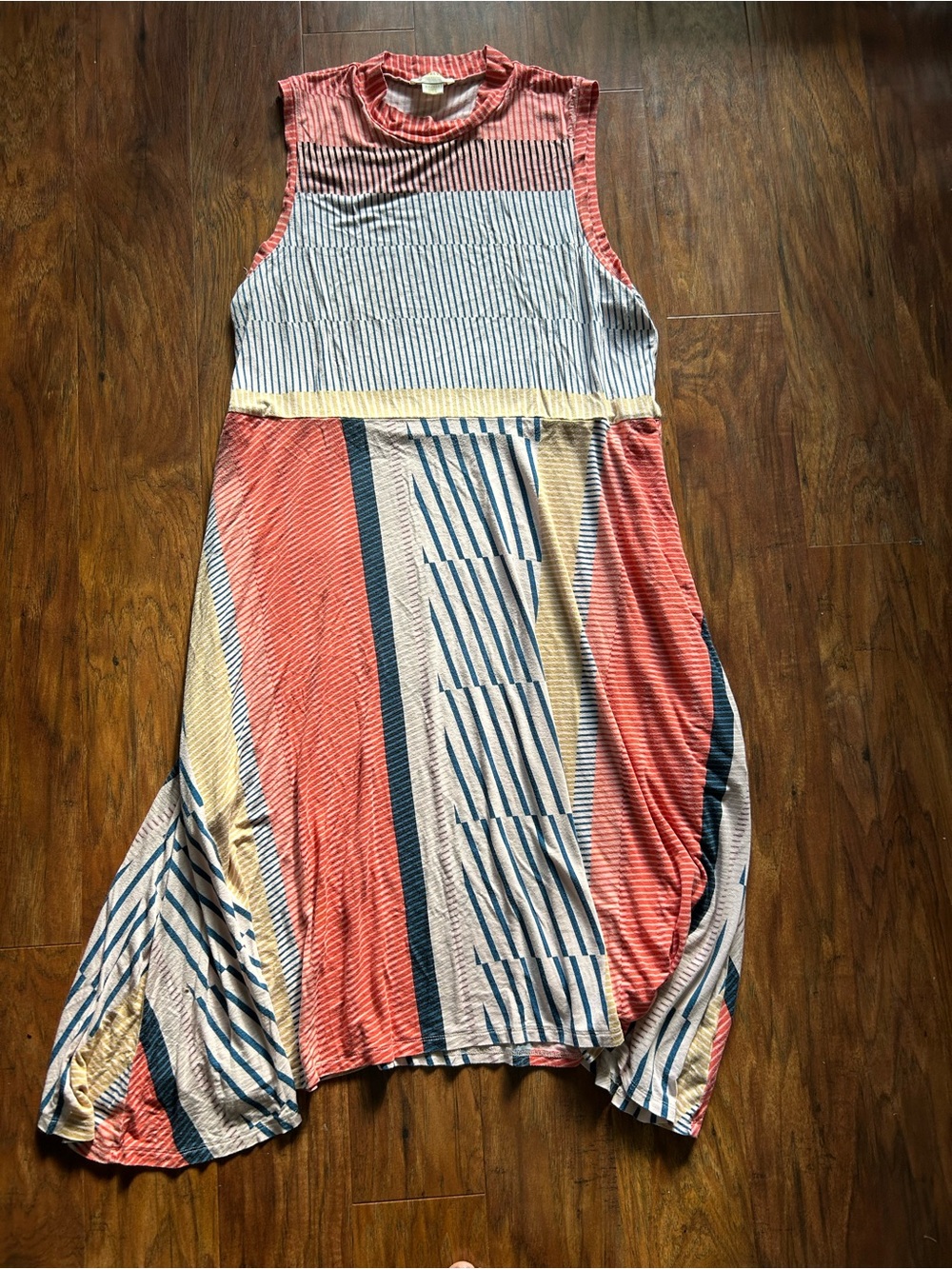 Maeve Anthropologie Cleary Striped Sleeveless Jersey Midi Dress Multicolor XL - Picture 2 of 7